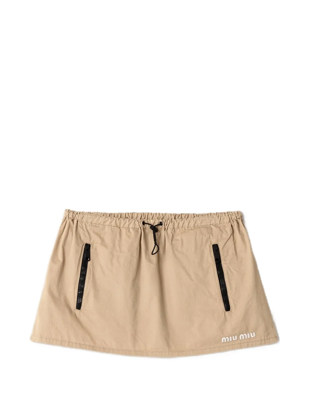 Miu Miu drawstring cotton-gabardine miniskirt - Toni neutri