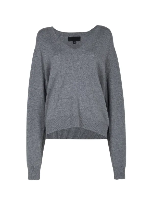 Nili Lotan V-neck Raglan-sleeves Sweater in Grey