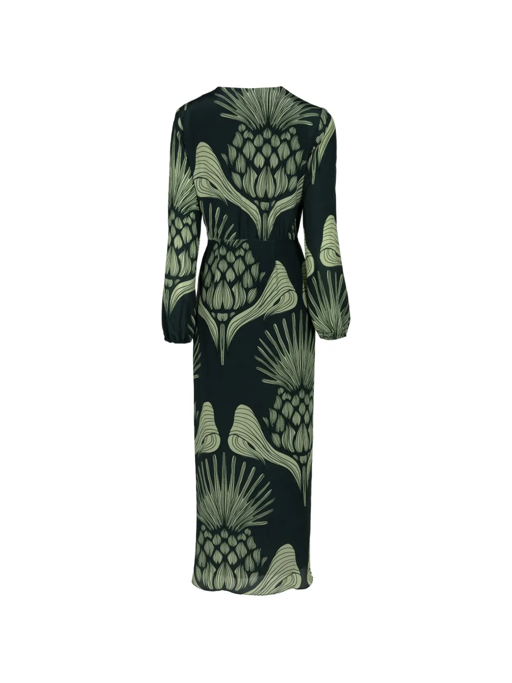 ANDRES OTALORA Nia Serena Twist-detail Leaf-print Midi Dress in Green, view 2