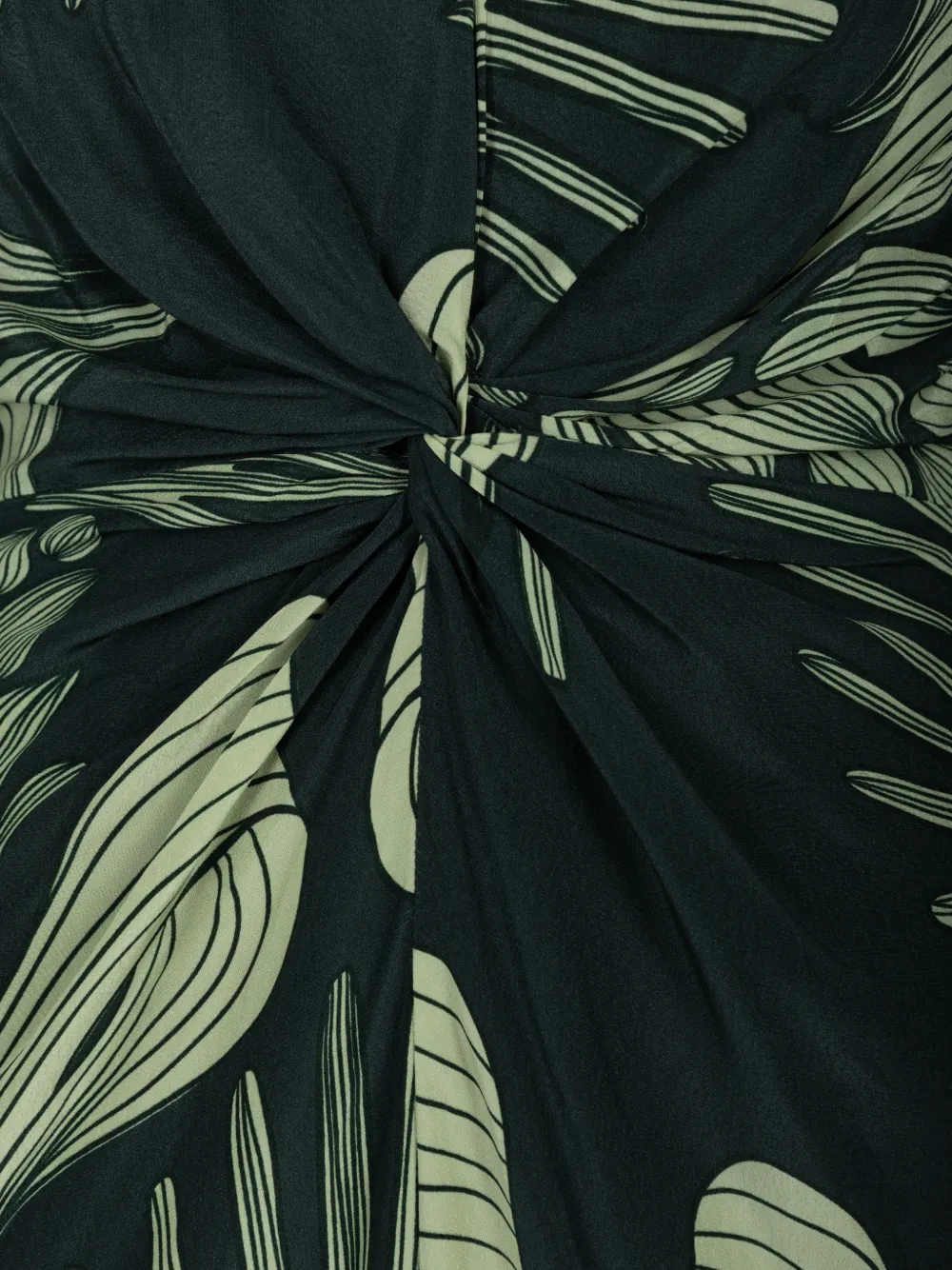 ANDRES OTALORA Nia Serena Twist-detail Leaf-print Midi Dress in Green, view 3