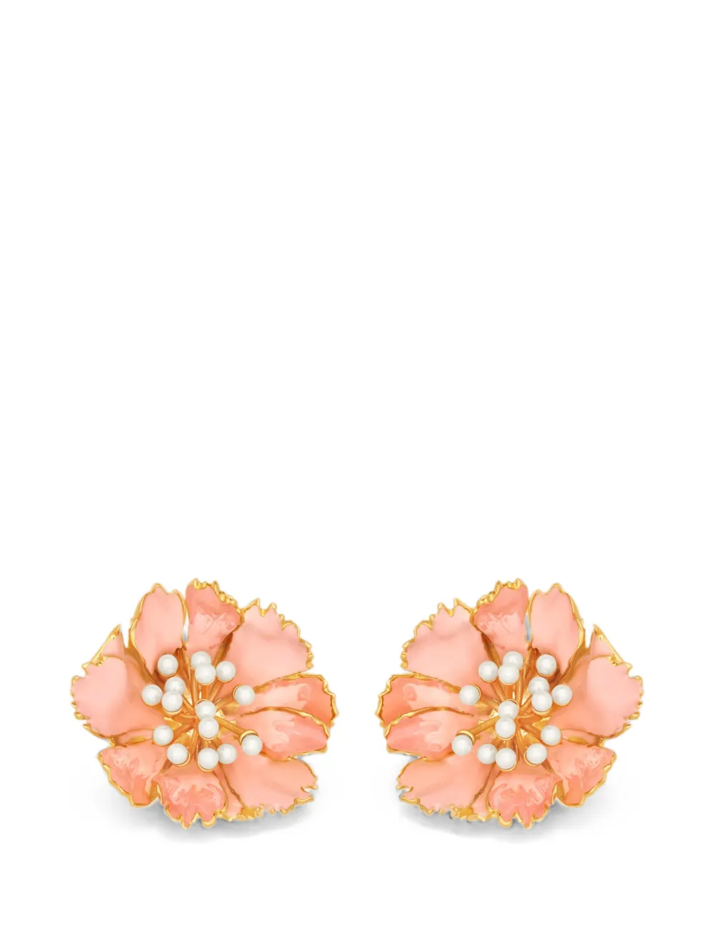 Oscar de la Renta Carnation clip-on earrings - Rosa