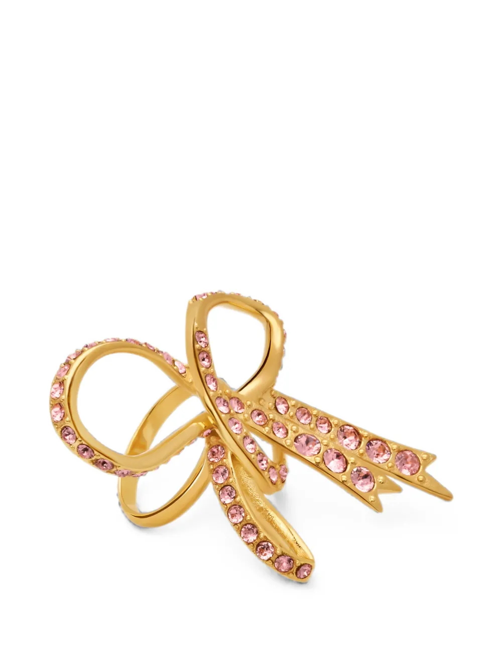 Oscar de la Renta Bow Ring mit Kristallen - Gold