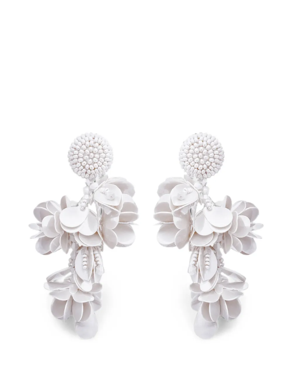 Oscar de la Renta Orecchini Bouquet con perline - Bianco
