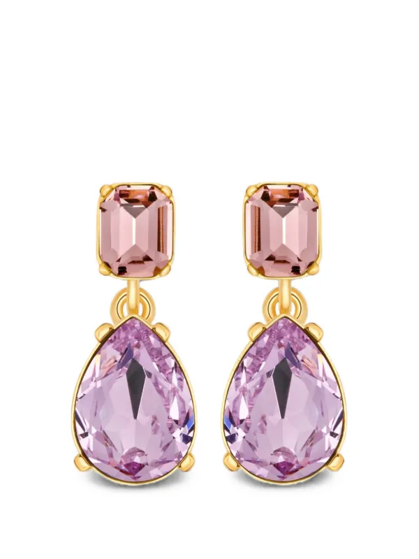 Oscar de la Renta Crystal Drop Earrings in Gold