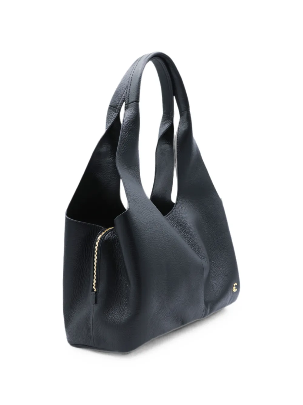 Coccinelle Shopper van bewerkt leer met logoplakkaat Zwart