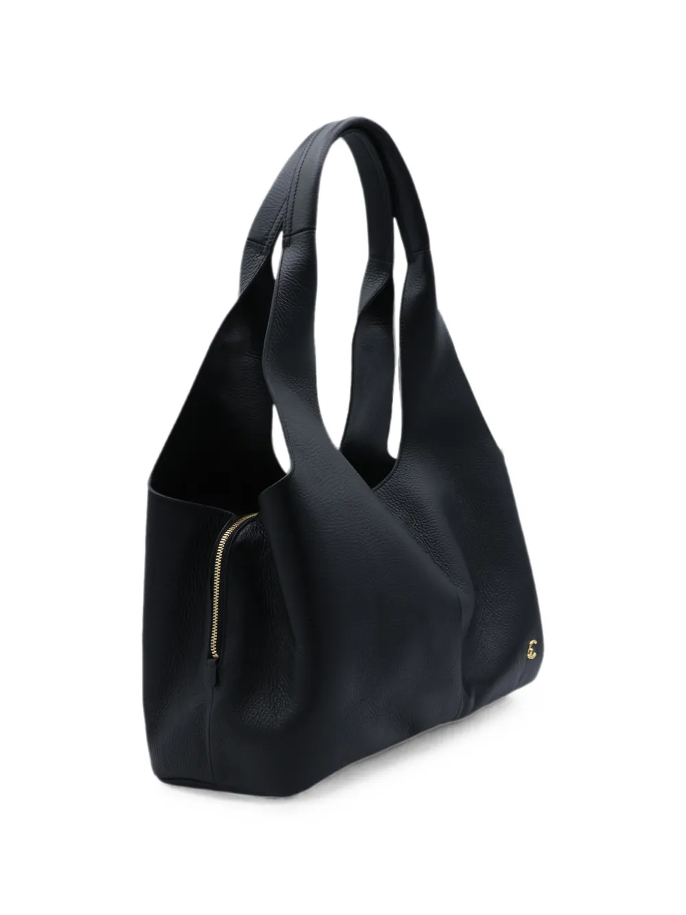 Coccinelle Shopper van bewerkt leer met logoplakkaat Zwart