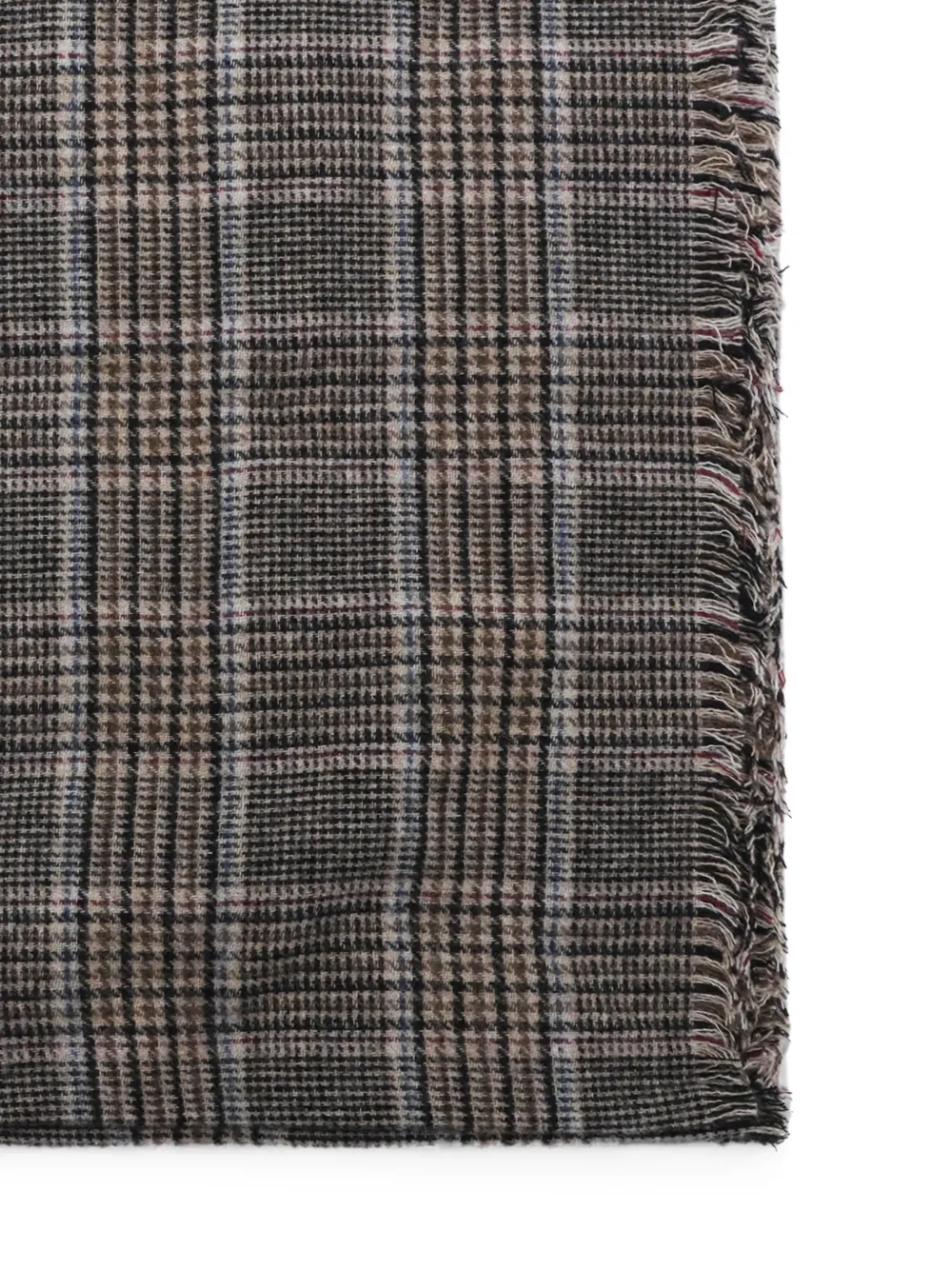 Brunello Cucinelli Sjaal met Prince of Wales-ruit en franje Beige
