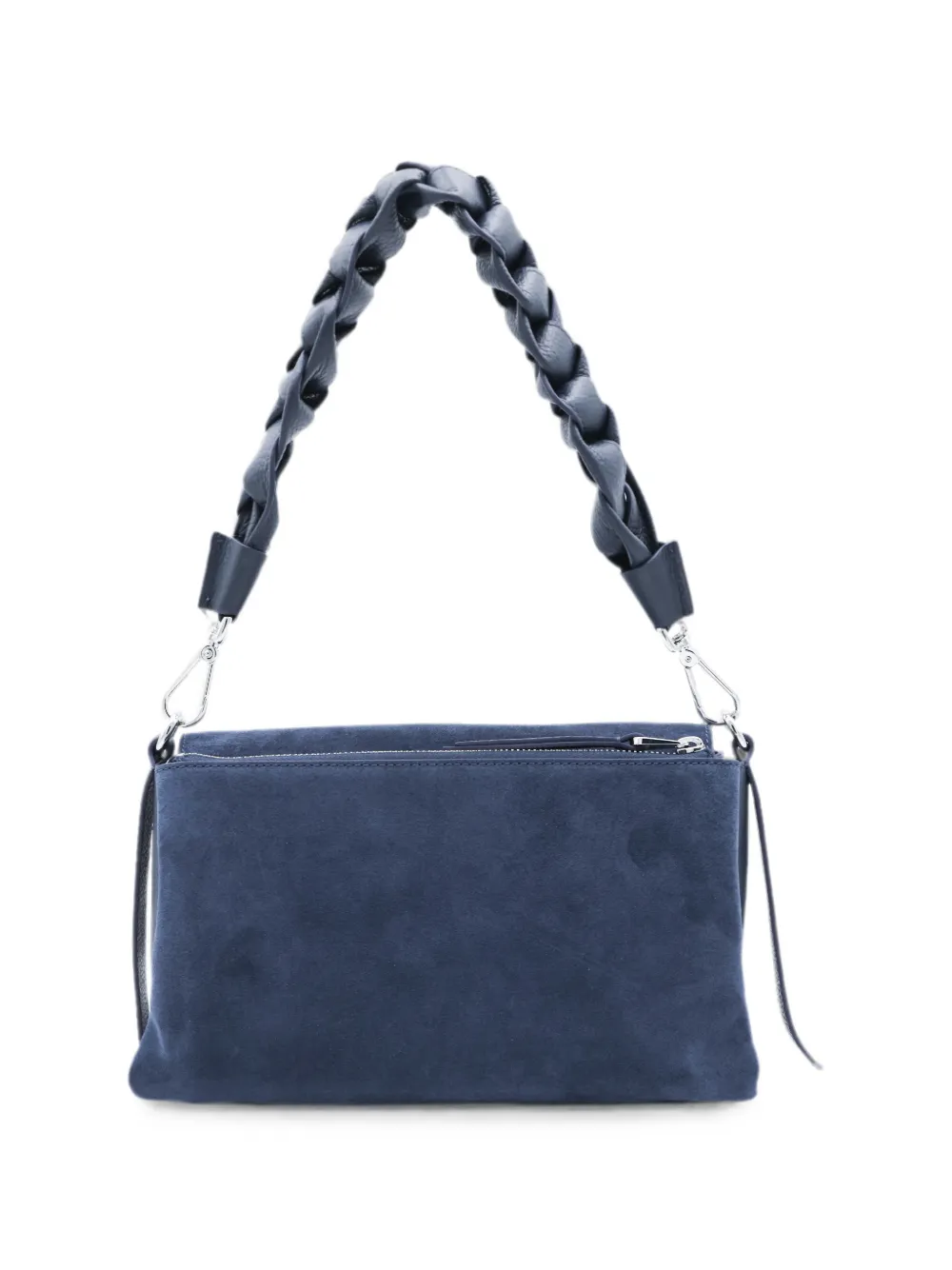 Coccinelle Suède schoudertas met gevlochten handvat Blauw