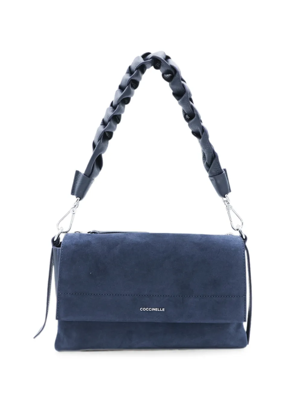 Coccinelle suede braided-handle shoulder bag - Blu