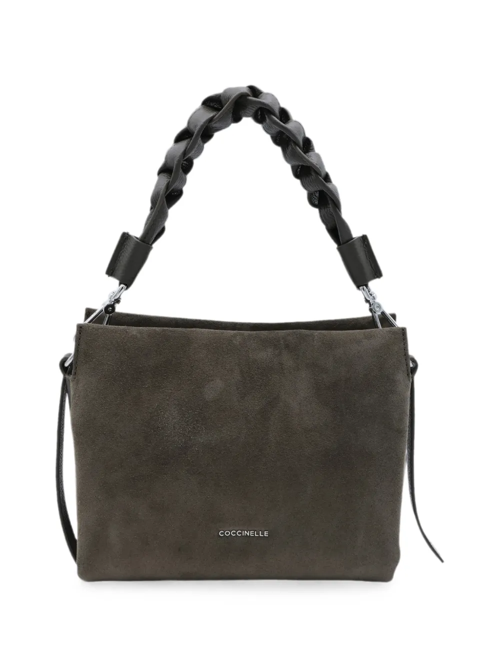 Coccinelle Kleine Boheme suède shopper met gevlochten handvat Groen