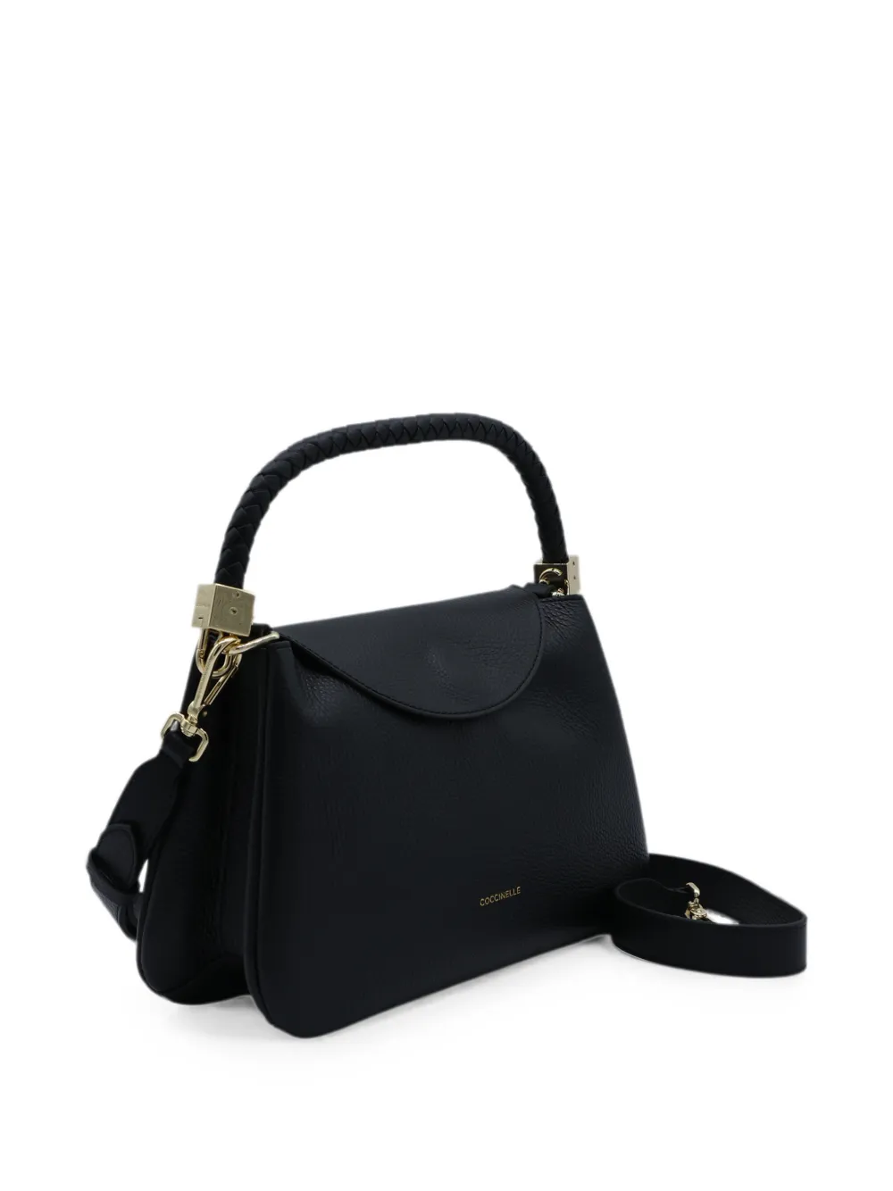 Coccinelle Kleine Tiggy leren shopper met gevlochten handvat Zwart