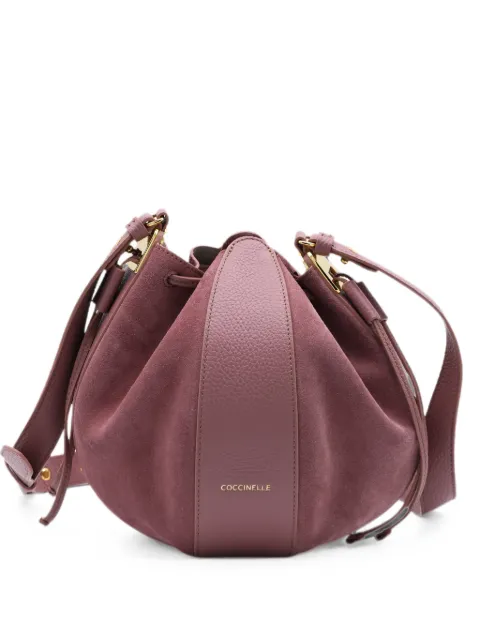 Coccinelle suede-panelled leather shoulder bag