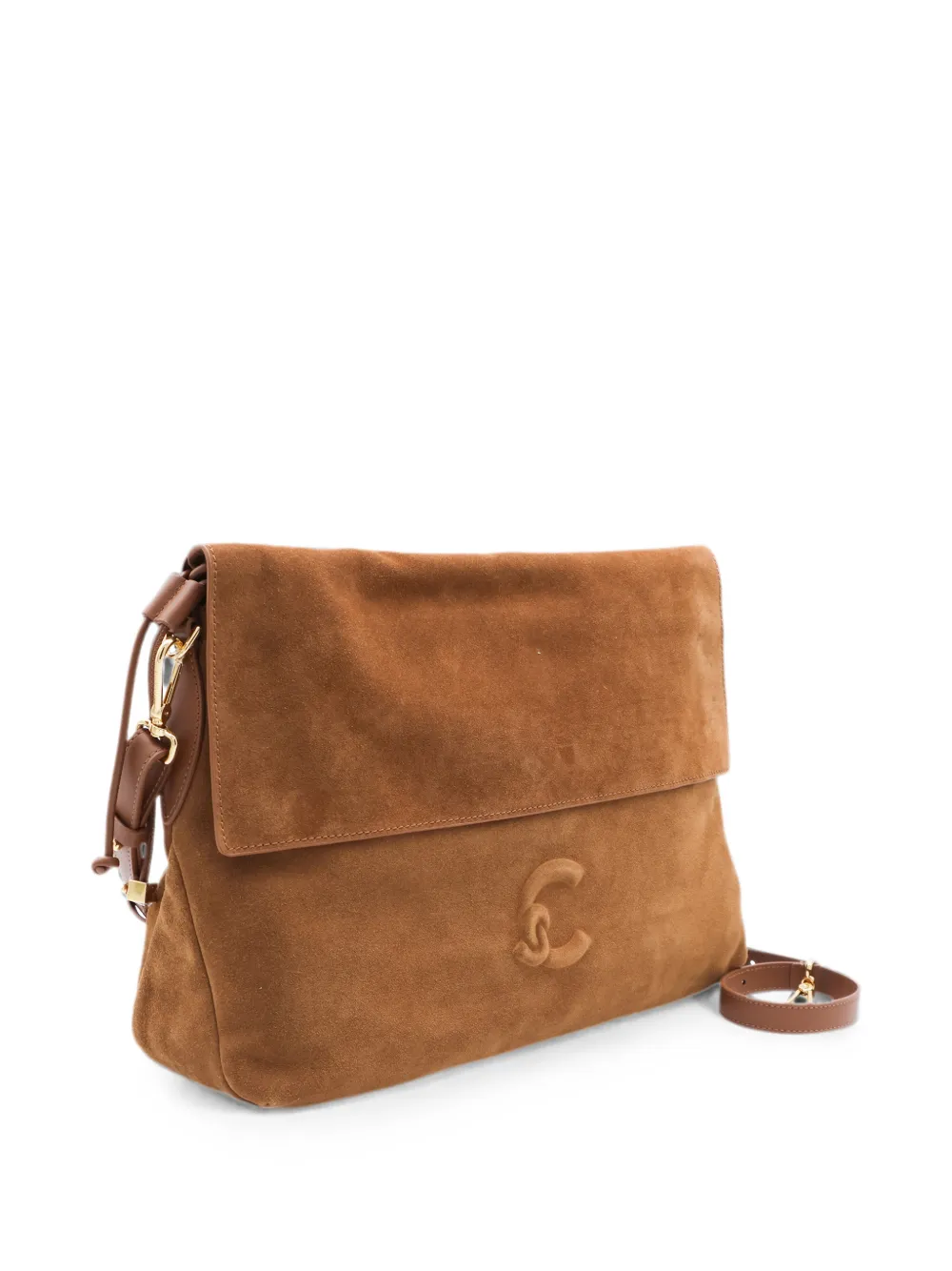 Coccinelle Medium Lidia suède schoudertas met logo-reliëf Bruin
