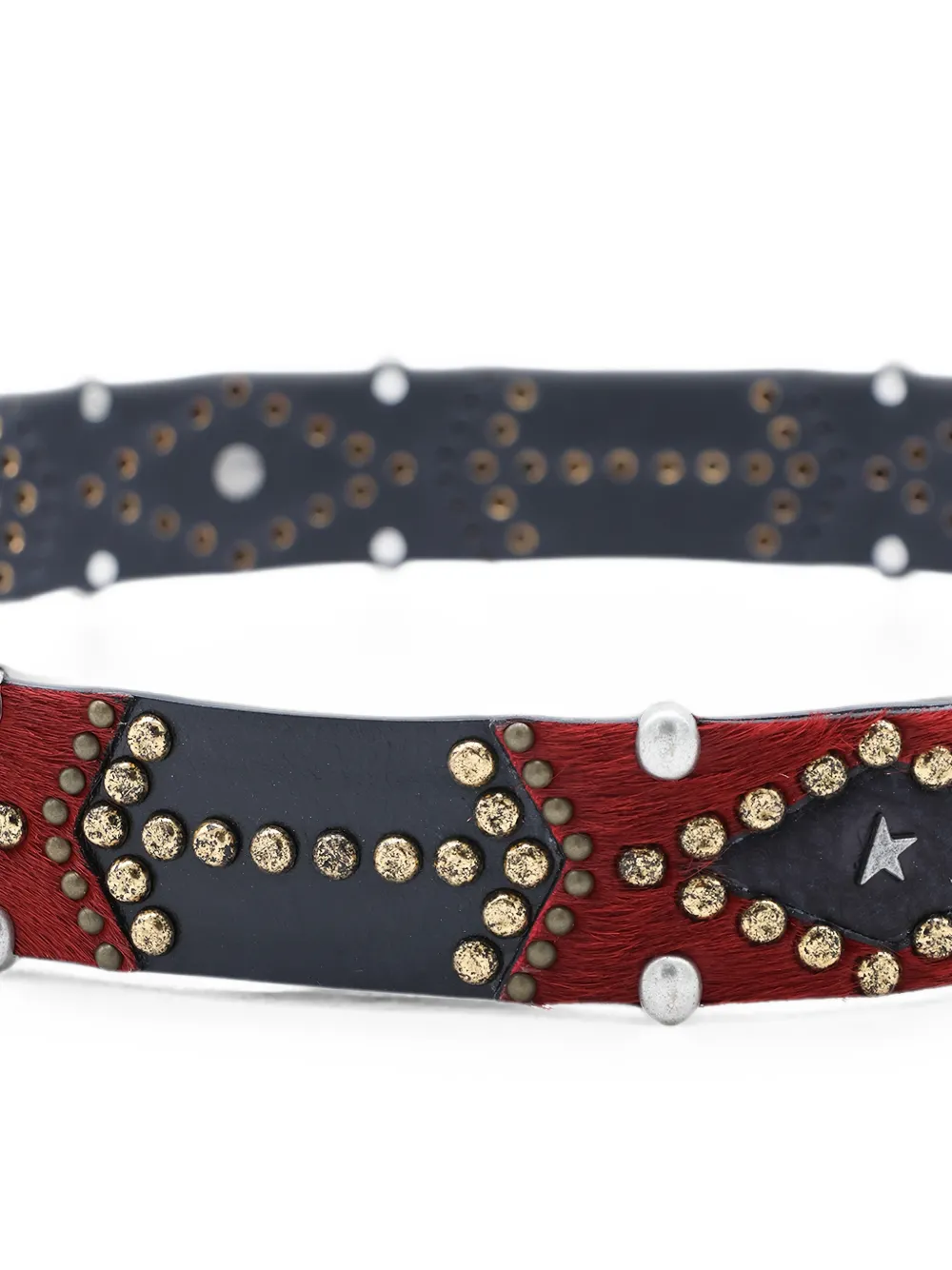 Golden Goose Riem met ponyhaar en studs Zwart