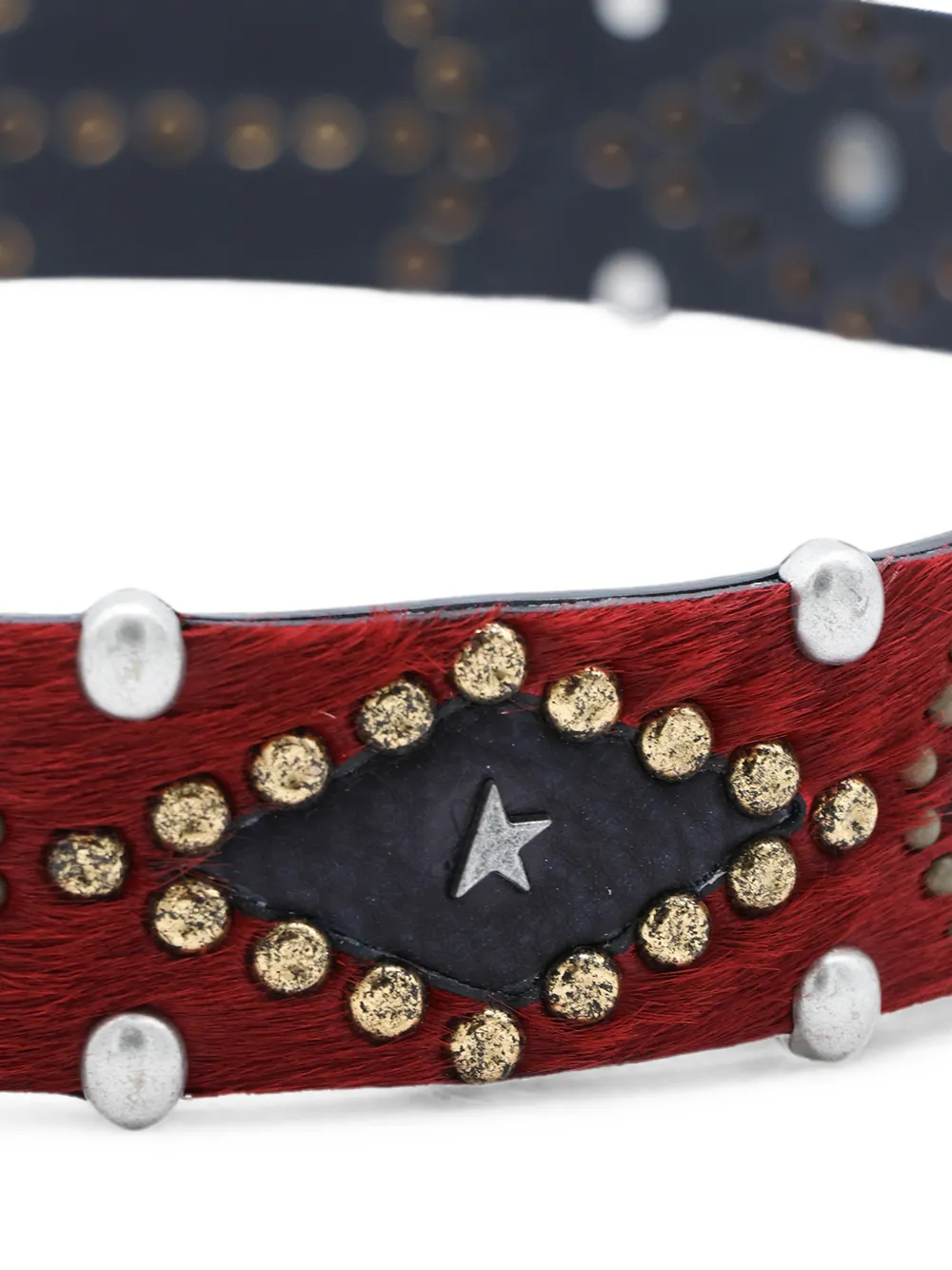 Golden Goose Riem met ponyhaar en studs Zwart
