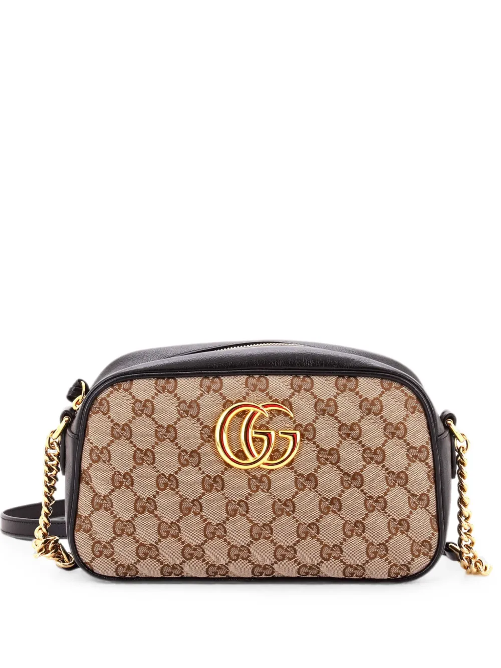Gucci Pre-Owned GG Marmont Shoulder Bag Diagonal Quilted GG Canvas with Leather Small crossbody bag - Nero