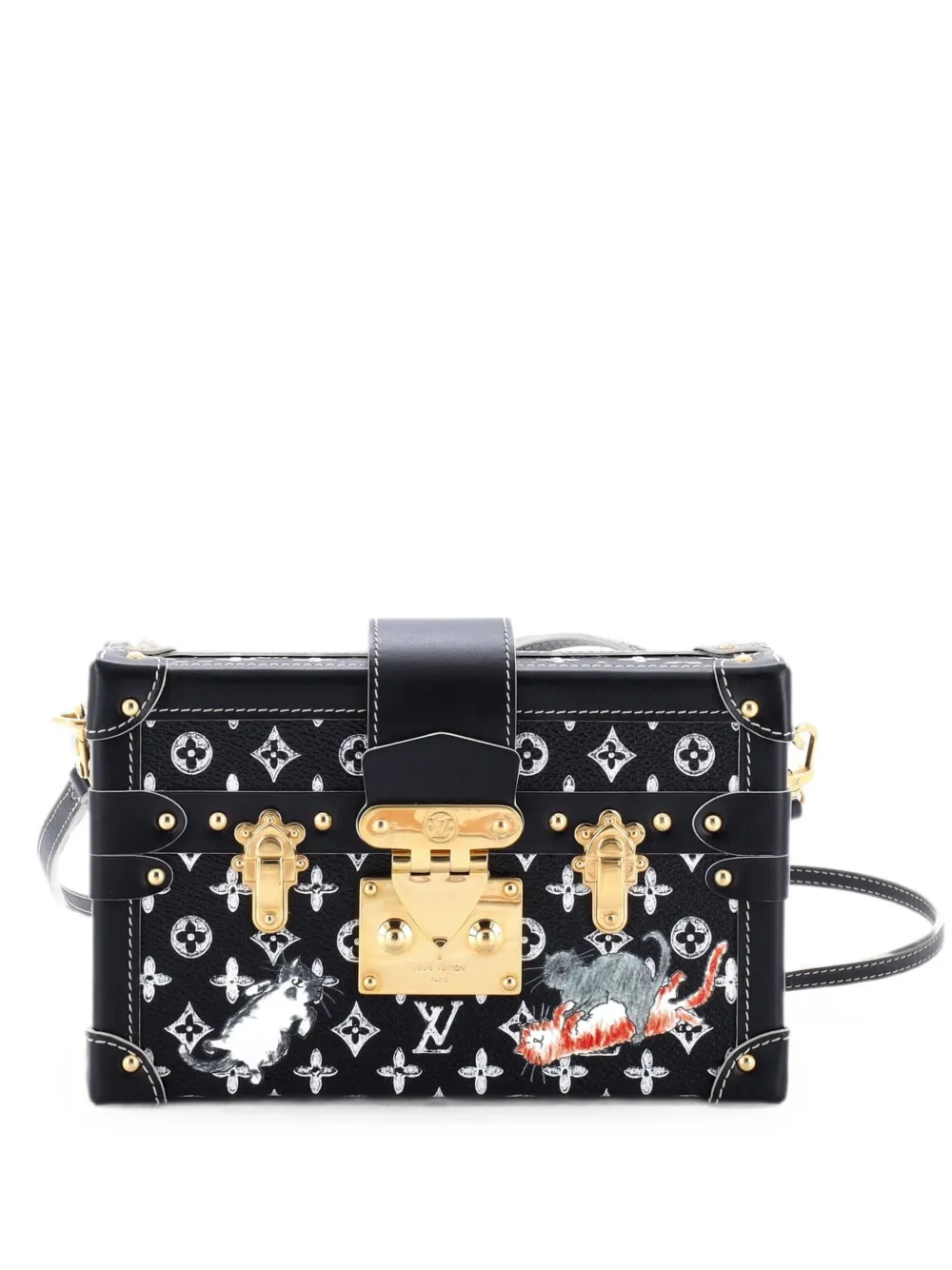 Louis Vuitton Pre-Owned Petite Malle Limited Edition Grace Coddington Catogram Schultertasche aus Canvas - Schwarz