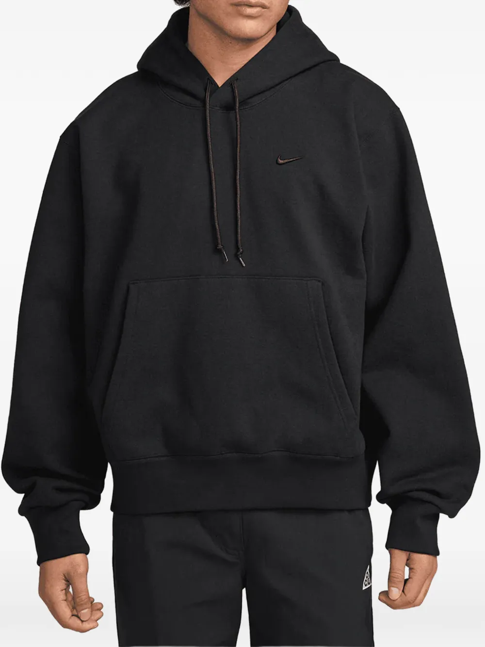 Nike logo-embroidered hoodie Zwart