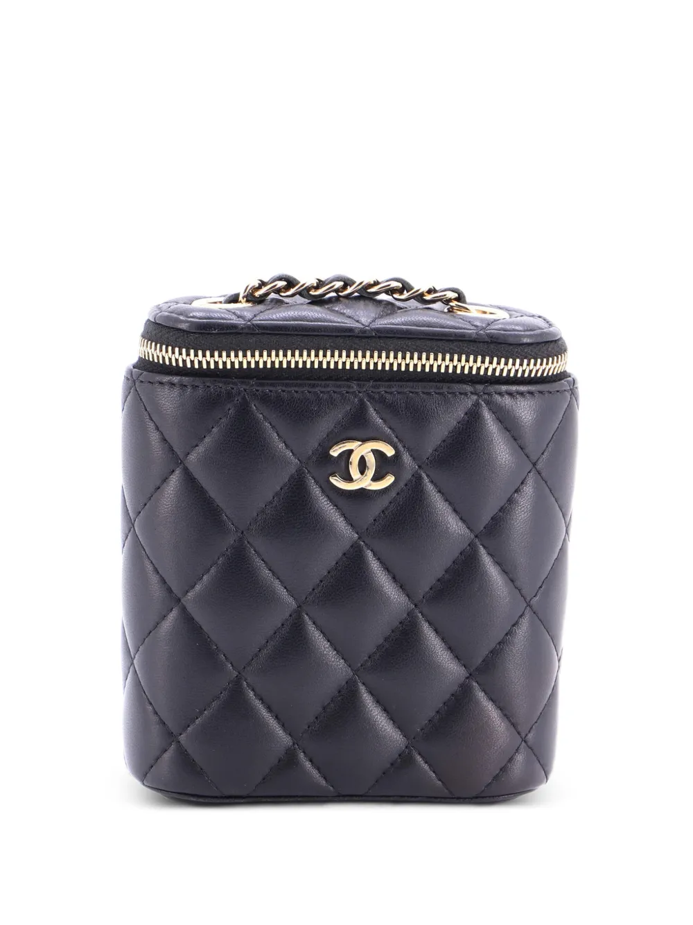 CHANEL Pre-Owned Vertical Classic Vanity Case with Chain Quilted Lambskin Small clutch bag - Black