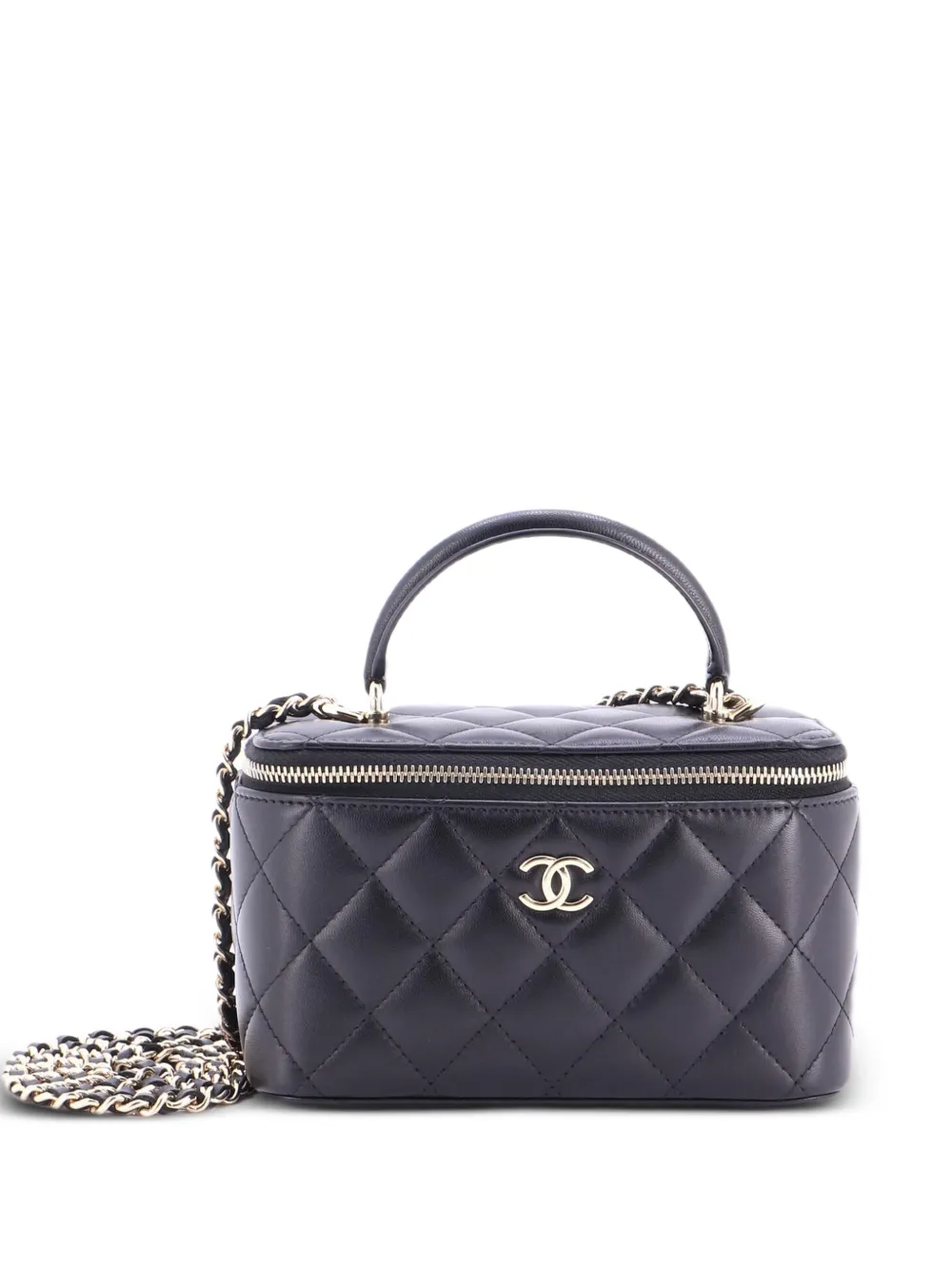 CHANEL Pre-Owned Classic Top Handle Vanity Case with Chain Quilted Lambskin Small crossbody bag - Black