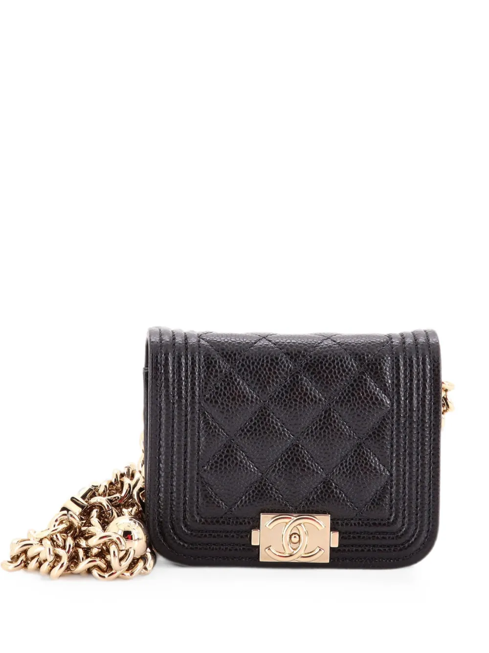 CHANEL Pre-Owned Boy Flap Chain Quilted Caviar belt bag - Black