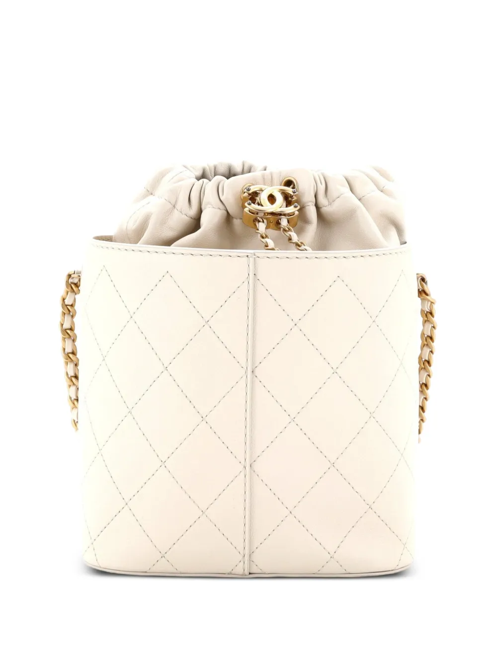 CHANEL Pre-Owned CC Drawstring Crossbody Bag Stitched Calfskin Medium bucket bag - Toni neutri