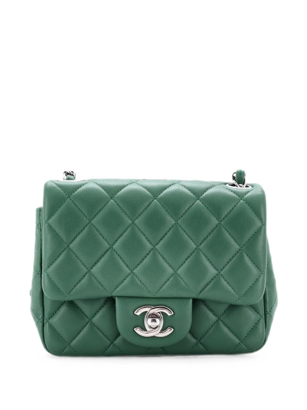 CHANEL Pre-Owned Square Classic Single Flap Bag Quilted Lambskin Mini crossbody bag - Green