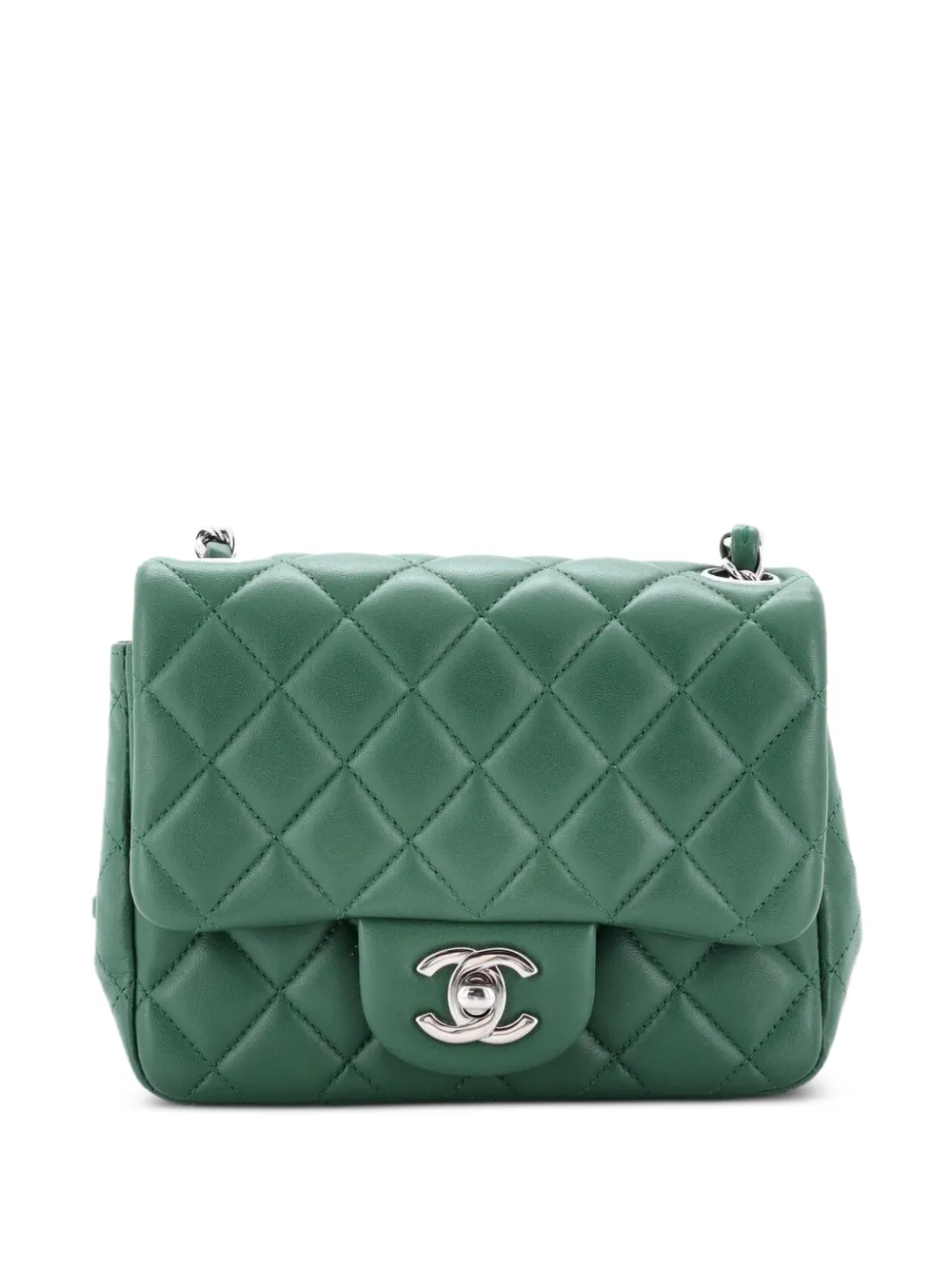 CHANEL Pre-Owned Square Classic Single Flap Bag Quilted Lambskin Mini crossbody bag - Verde