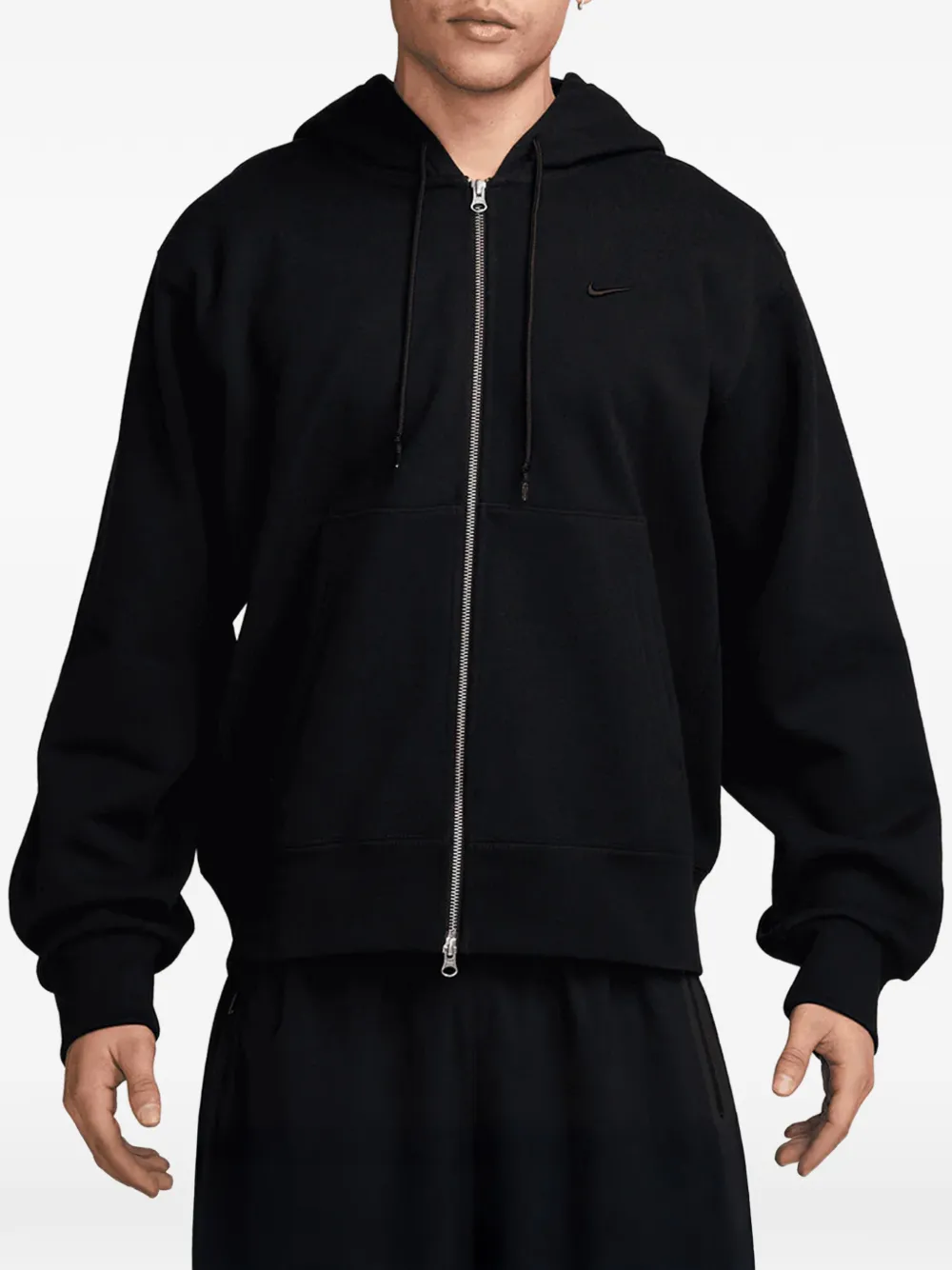 Nike logo-embroidered zip-up hoodie Zwart