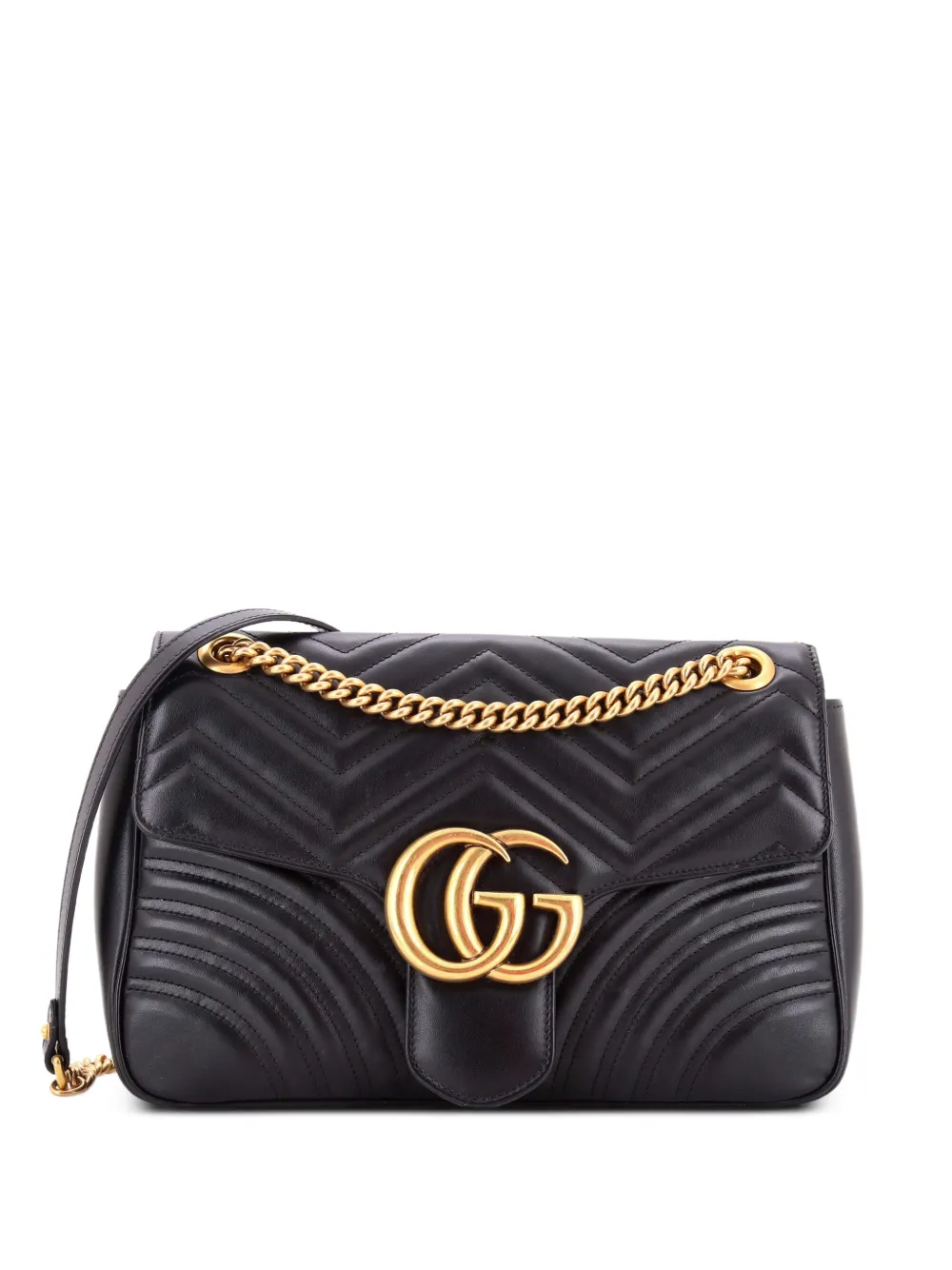 Gucci Pre-Owned GG Marmont Flap Bag Matelasse Leather Large shoulder bag - Nero
