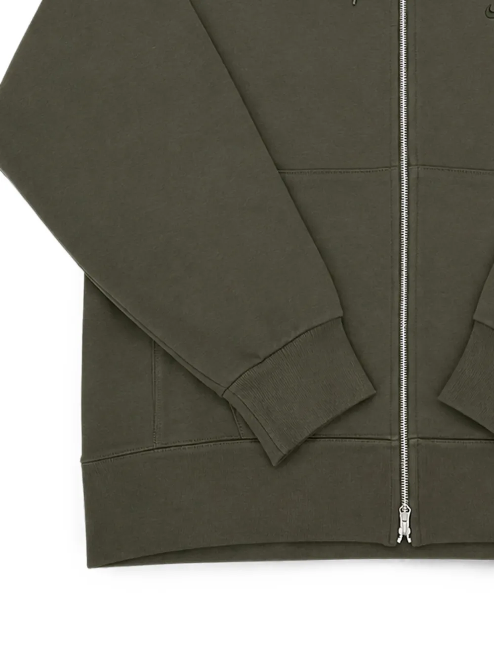 Nike logo-embroidered zip-up hoodie Groen