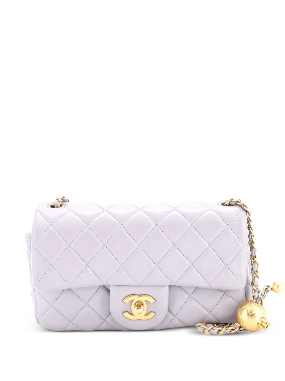 CHANEL Pre-Owned Pearl Crush Flap Bag Quilted Lambskin Mini crossbody bag - Grey