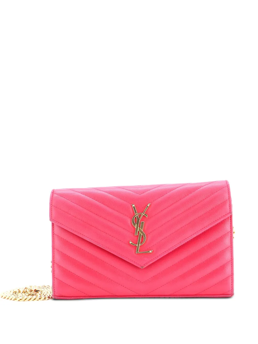 Saint Laurent Pre-Owned Classic Monogram Wallet on Chain Matelasse Chevron Leather Medium crossbody bag - Rosa
