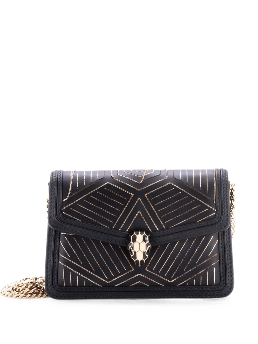 Bvlgari Pre-Owned Mini Serpenti Diamond Blast Schultertasche mit Verzierung - Schwarz