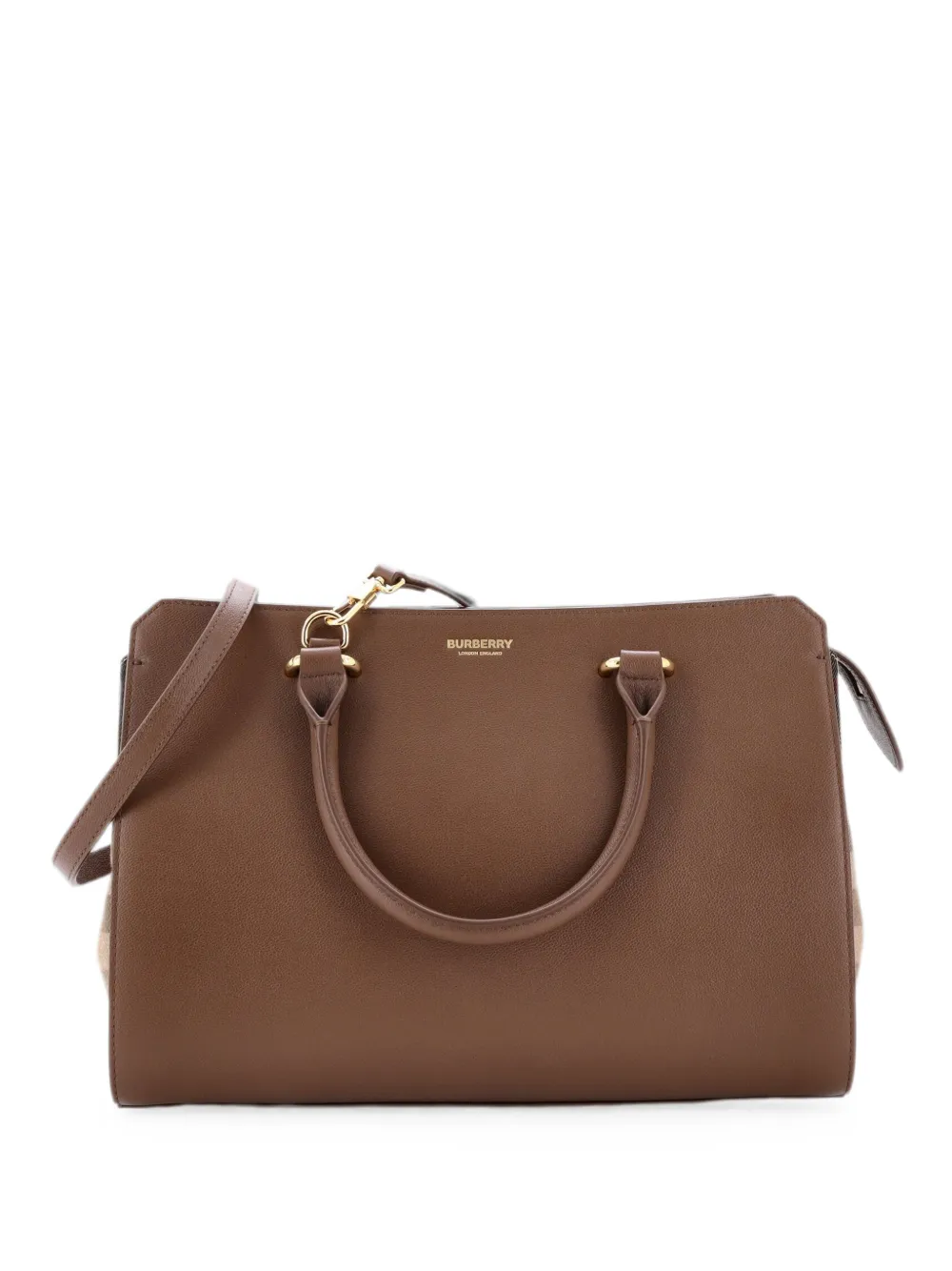 Burberry Pre-Owned Borsa tote Banwell piccola in pelle e tela con motivo House Check - Marrone