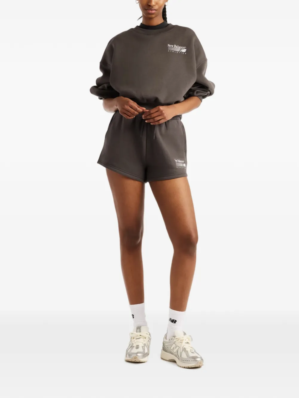 New Balance Trackside fleece crew sweatshirt Grijs
