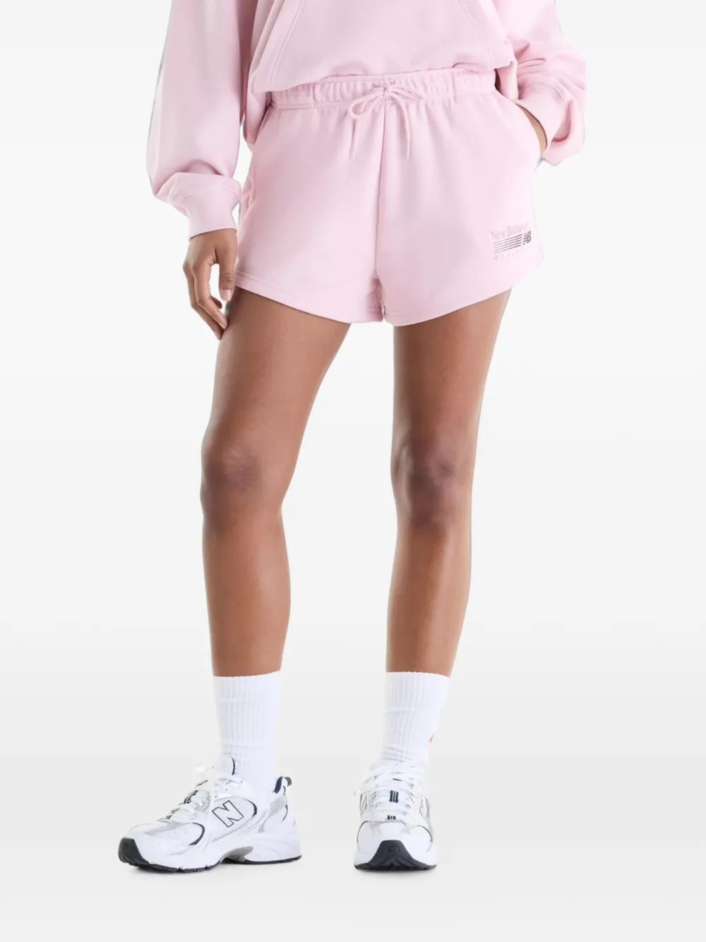 New Balance Trackside French terry shorts Roze