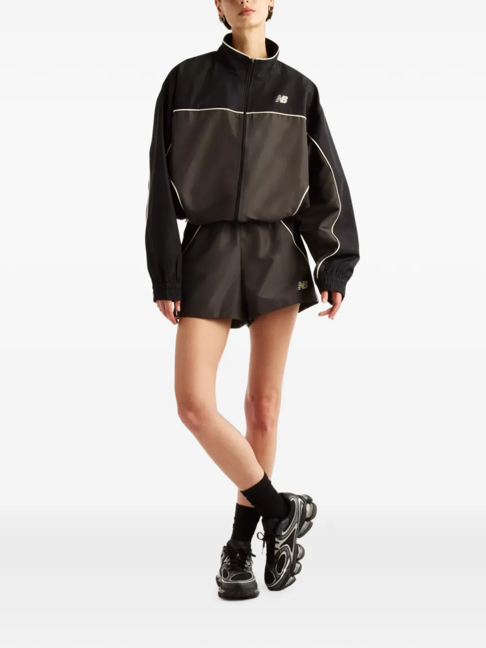 New Balance Trackside contrast-piping jacket Zwart