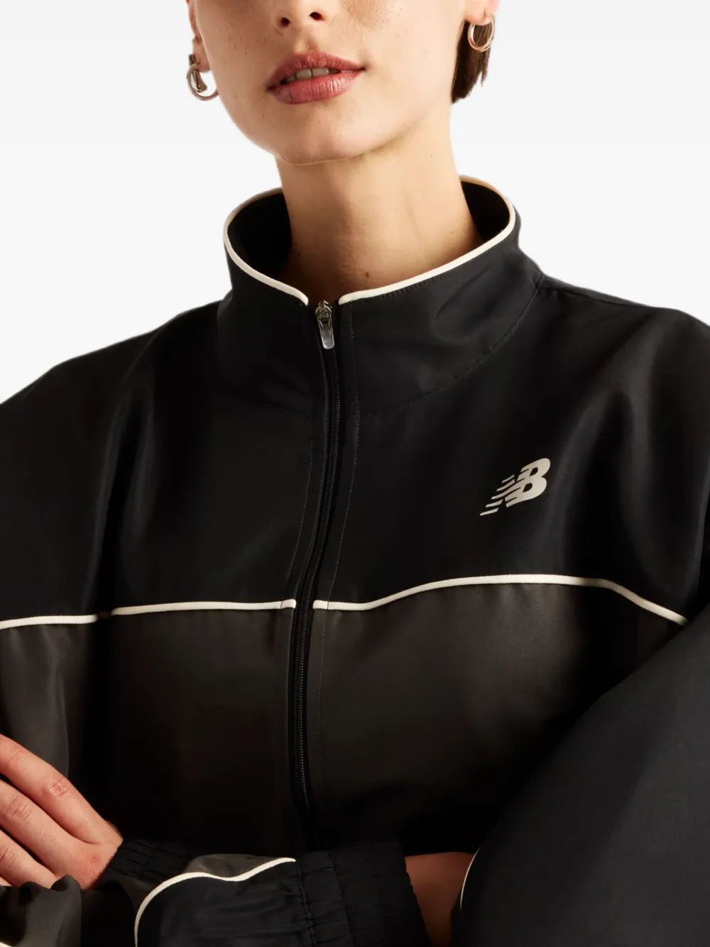 New Balance Trackside contrast-piping jacket Zwart