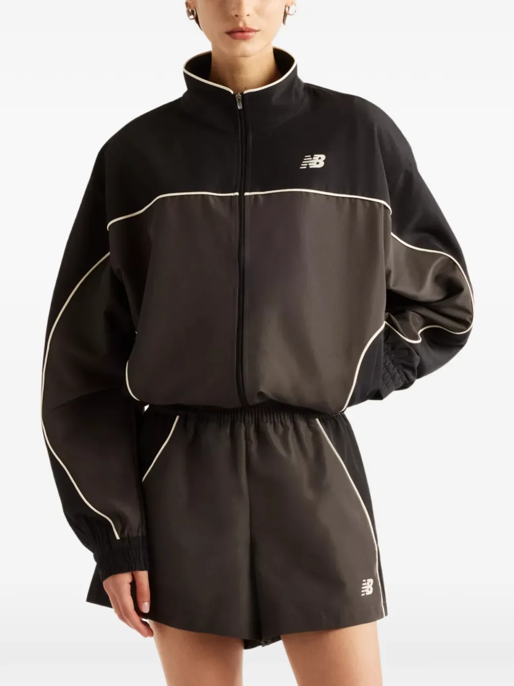 New Balance Trackside contrast-piping jacket Zwart