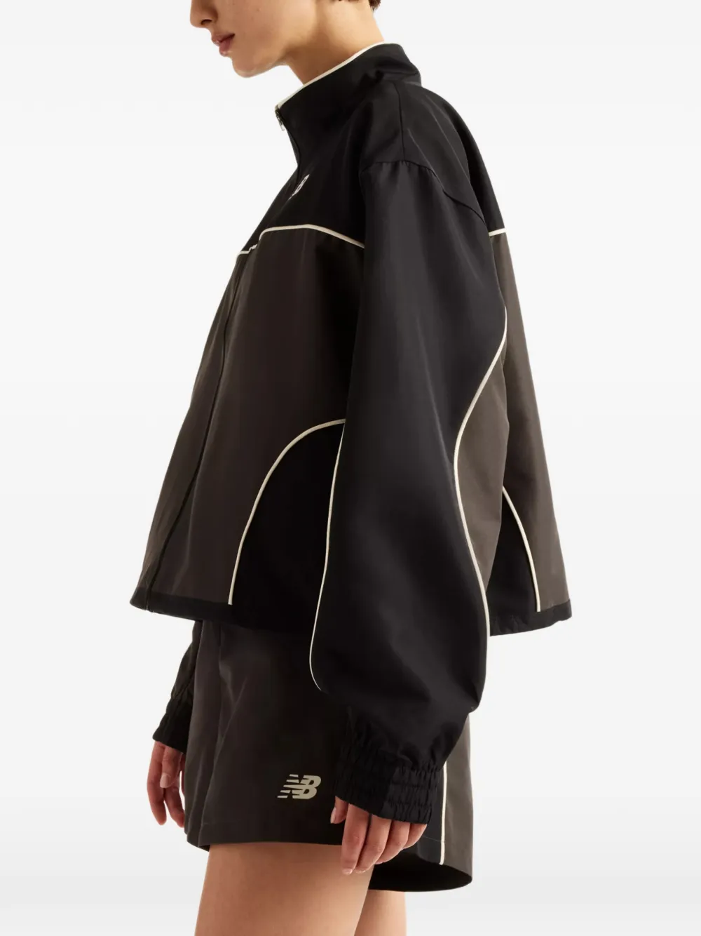 New Balance Trackside contrast-piping jacket Zwart
