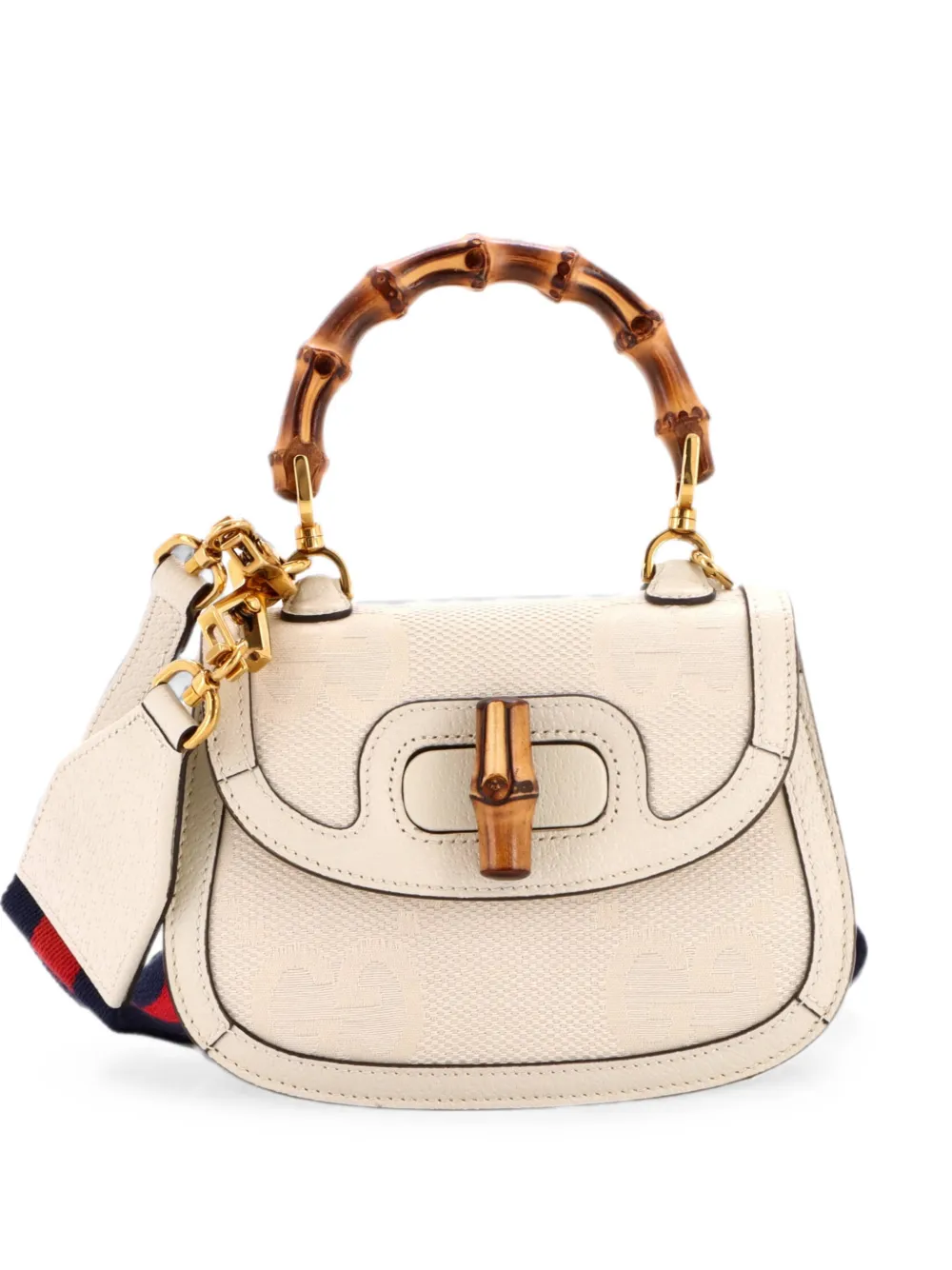 Gucci Pre-Owned Bamboo 1947 Top Handle Bag Jumbo GG Canvas Mini crossbody bag - Toni neutri