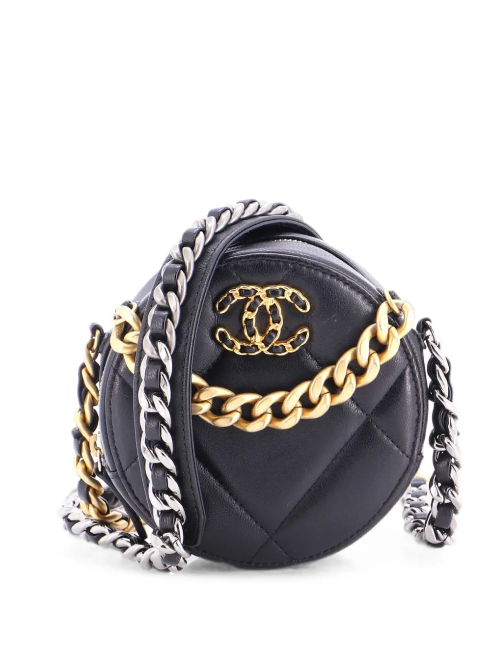 CHANEL Pre-Owned 19 Round with Chain Quilted Leather clutch bag - Black