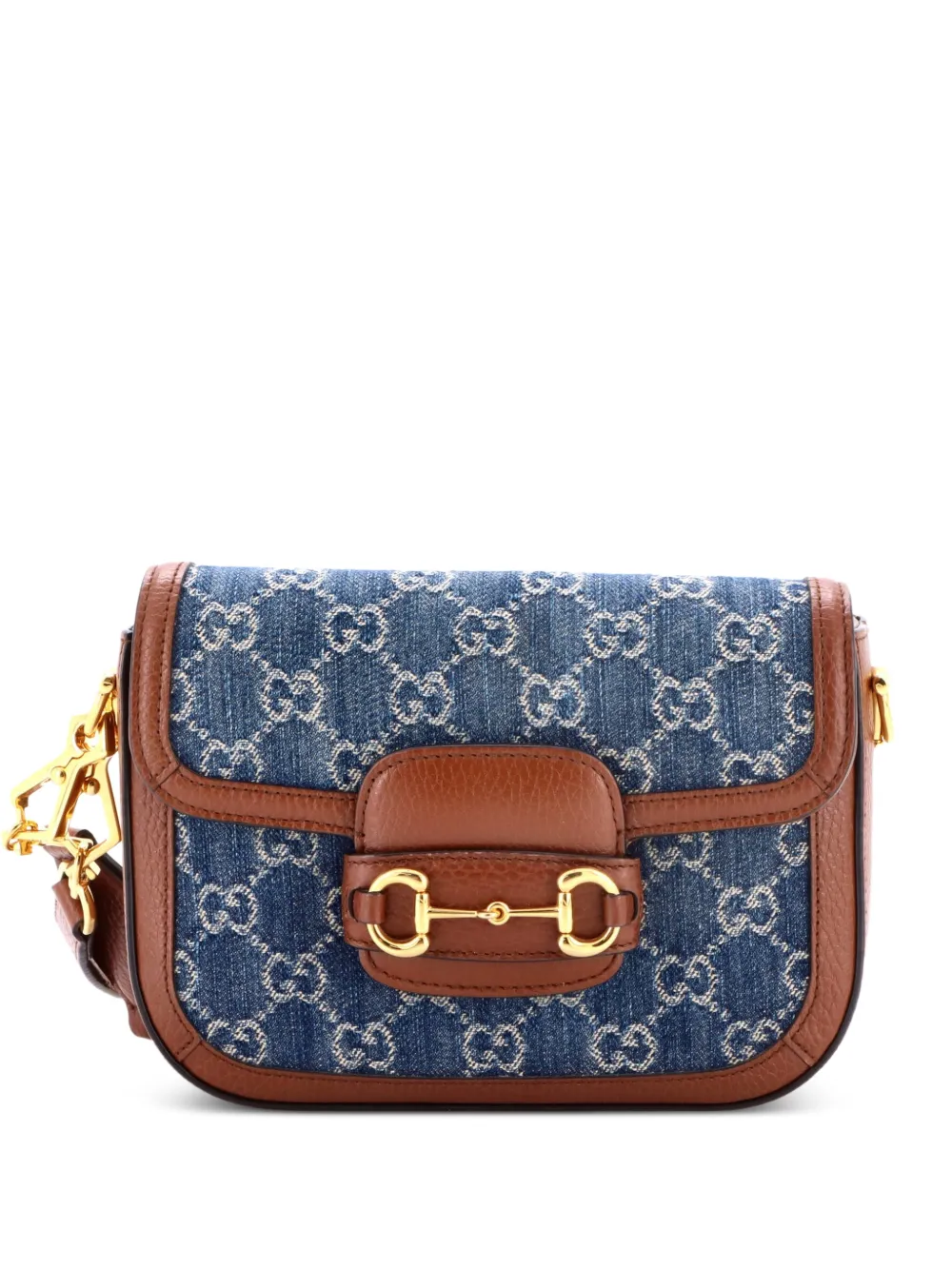 Gucci Pre-Owned Horsebit 1955 GG Denim Mini shoulder bag - Blu
