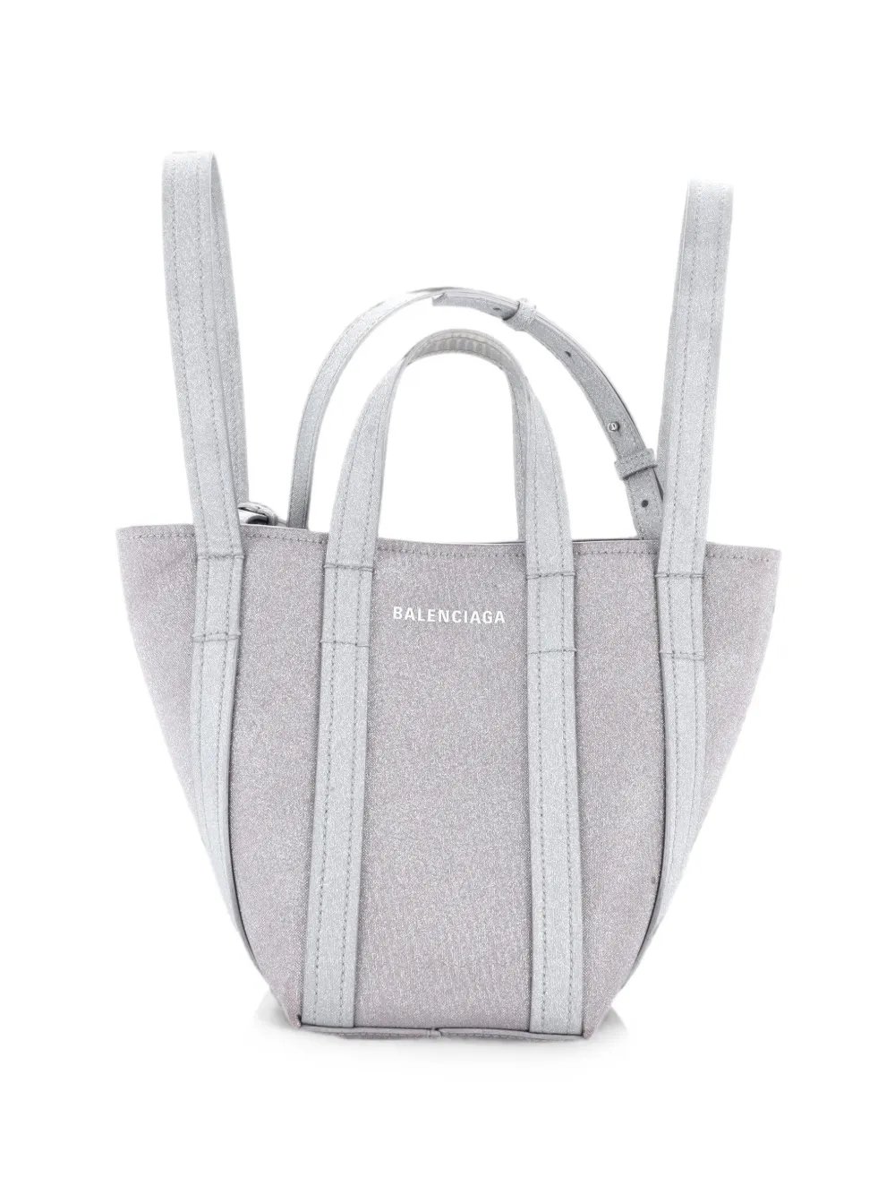 Balenciaga Pre-Owned Everyday 2.0 North South Tote XS Satchel-Tasche aus Glitzer-Stoff - Metallic
