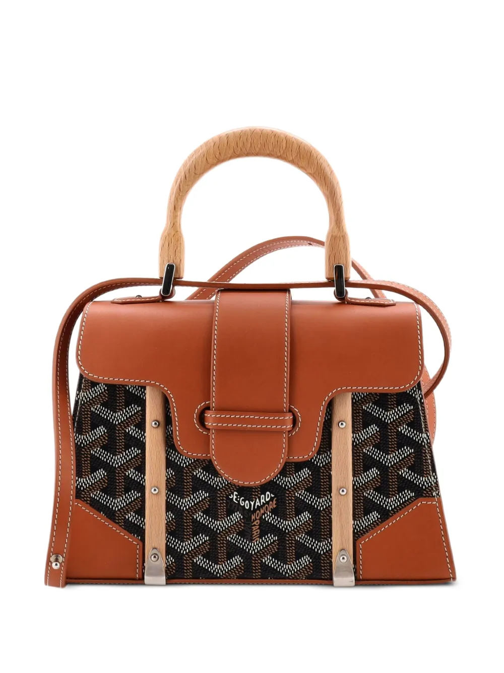 Goyard Pre-Owned Structured Saigon Top Handle Bag Coated Canvas with Leather Mini satchel - Nero