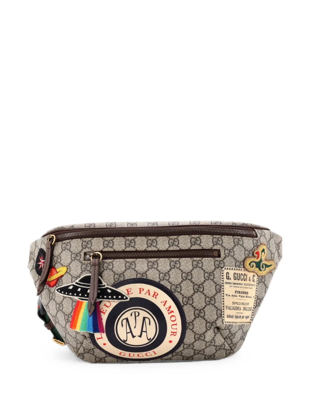 Gucci Pre-Owned Courrier Zip GG Coated Canvas with Applique belt bag - Marrone