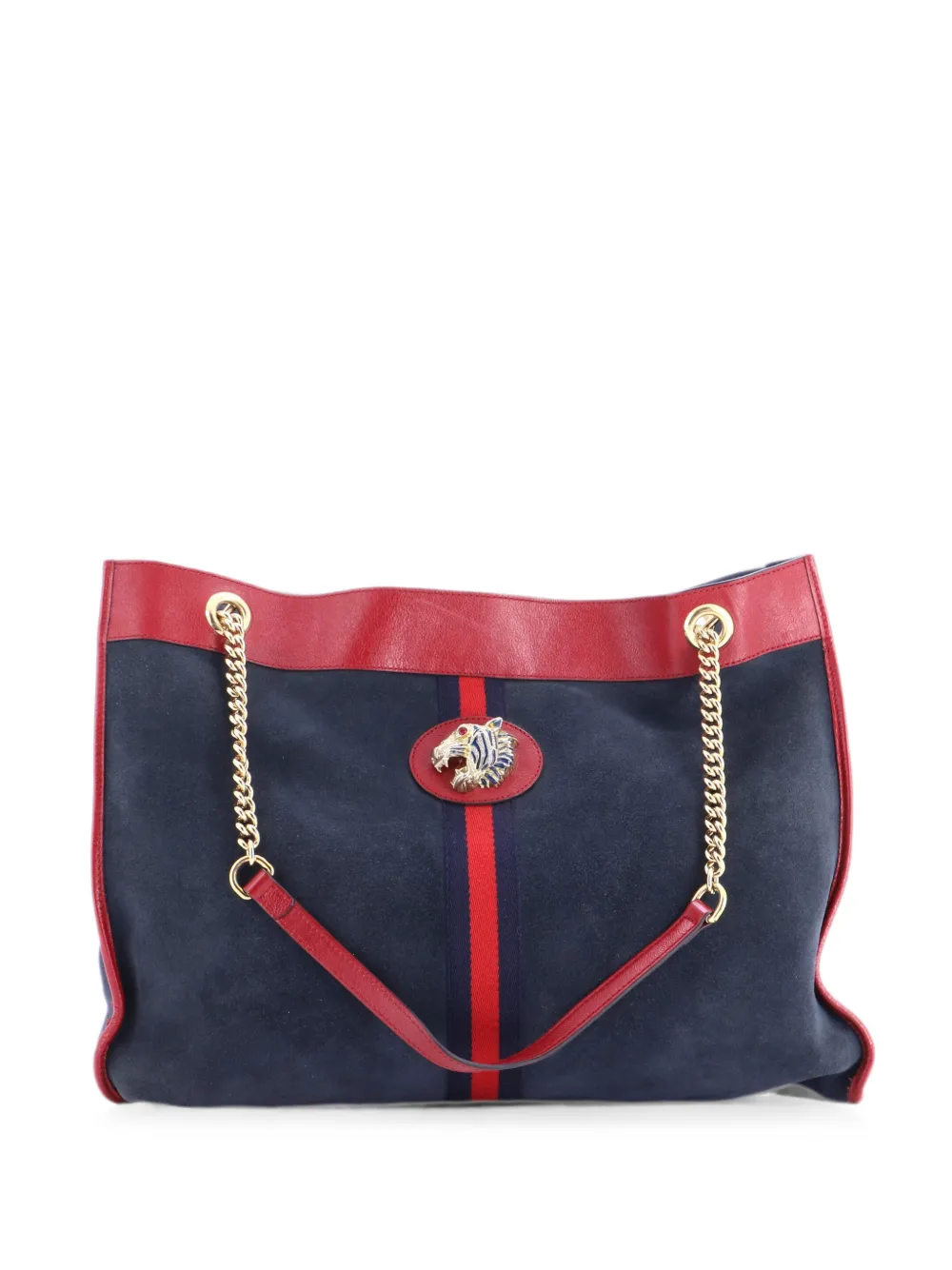 Gucci Pre-Owned Rajah Chain Suede Large tote bag - Blu