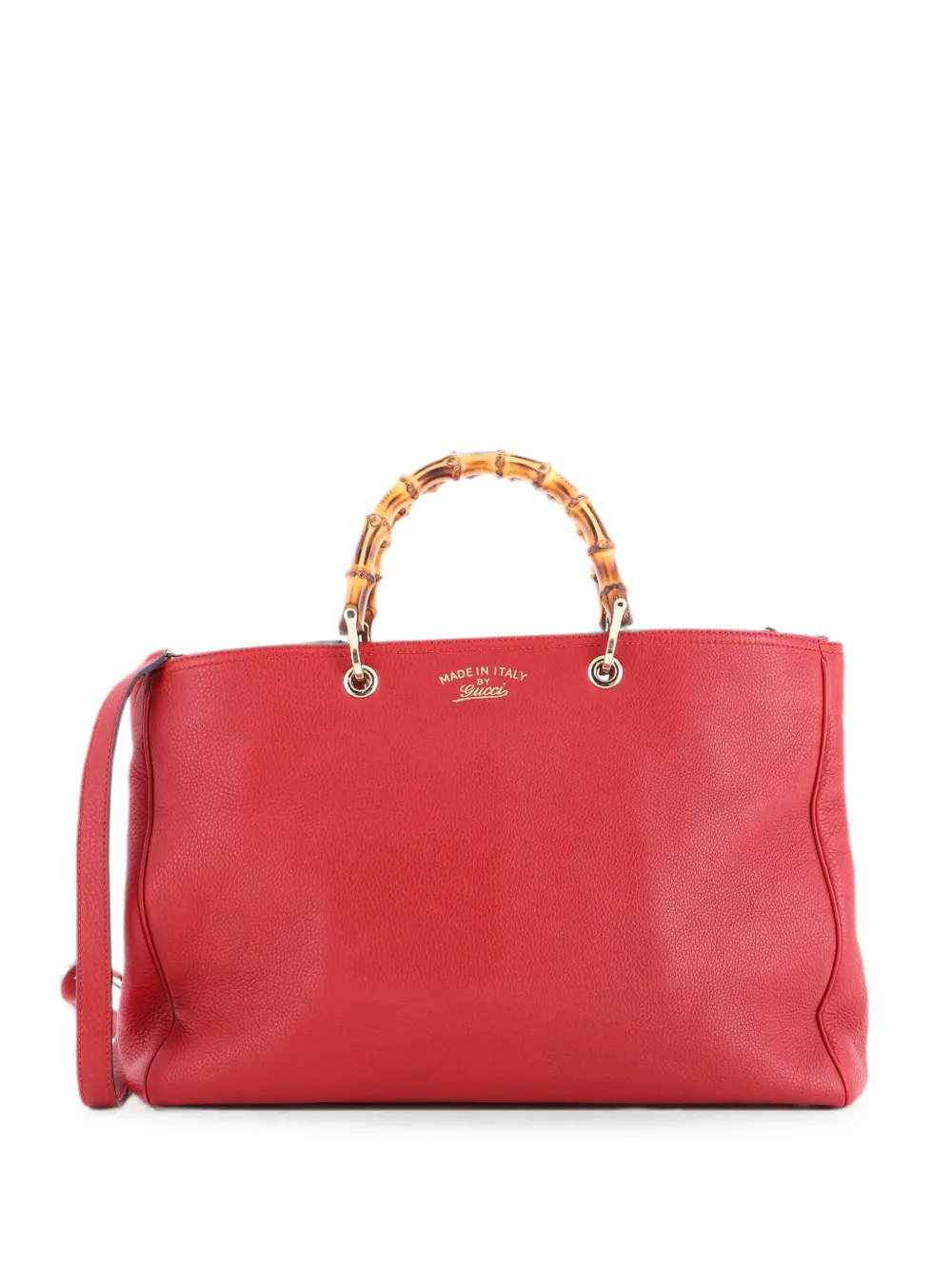 Gucci Pre-Owned Bamboo Shopper Leather Large tote bag - Rosso