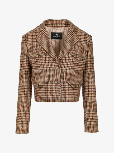 ETRO check-pattern cropped jacket